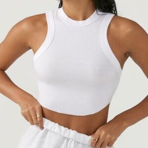 White Ribbed Crop Top